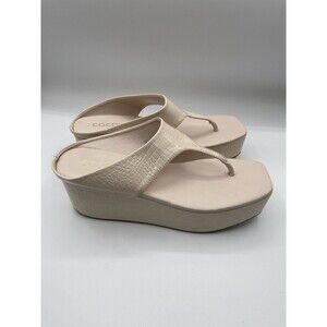 Coconuts by Matisse Platform Sandals Women Ivory Lyric Croc Vacay Size 10M New